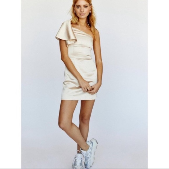 Free People Dresses & Skirts - Free People x Fame And Partners NWT Cara Mini Dress Champagne One Shoulder
